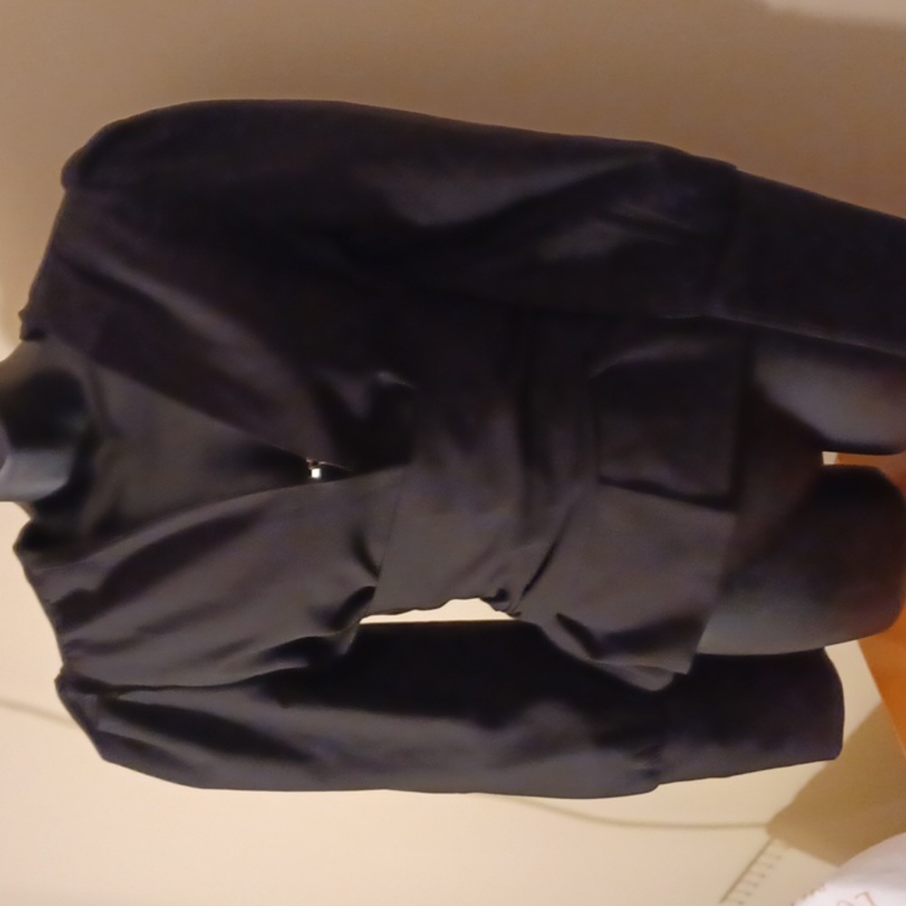 Evia,black blouse.Hook and eye closure,wide belt,long cuffs.Sz.S